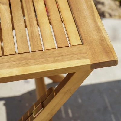Positano Acacia Wood Foldable Square Bistro Table - Natural Christopher Knight Home 4 Positano Acacia Wood Foldable Square Bistro Table - Natural Christopher Knight Home - Image 2