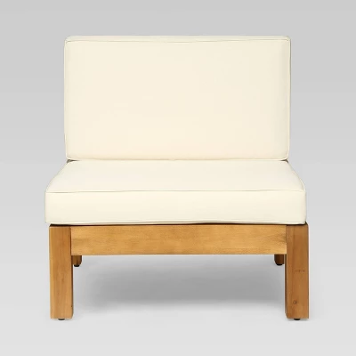 Brava 4pc Acacia Modular Sofa And Table Set - Teak/Beige - Christopher Knight Home 7 Brava 4pc Acacia Modular Sofa And Table Set - Teak/Beige - Christopher Knight Home - Image 5