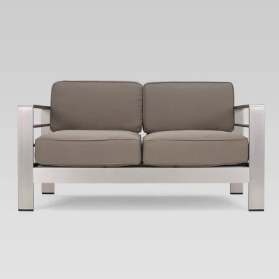 Aviara 4pc Aluminum Chat Set - Silver/Khaki - Christopher Knight Home 5 Aviara 4pc Aluminum Chat Set - Silver/Khaki - Christopher Knight Home - Image 3