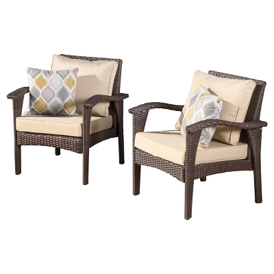 Honolulu Set Of 2 Outdoor Wicker Club Chair With Cushion - Christopher Knight Home 7 Honolulu Set Of 2 Outdoor Wicker Club Chair With Cushion - Christopher Knight Home - Image 5