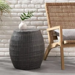 Canary Wicker Side Table - Gray - Christopher Knight Home -Outdoor Living Shop GUEST 3231f719 e6ca 4c60 a68b 99fdd5a7e021