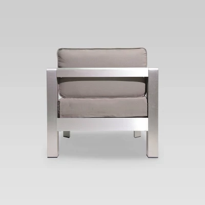 Aviara 4pc Aluminum Chat Set - Silver/Khaki - Christopher Knight Home 4 Aviara 4pc Aluminum Chat Set - Silver/Khaki - Christopher Knight Home - Image 2