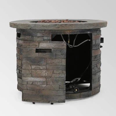 Blaeberry Outdoor Circular Fire Pit Natural Stone - Christopher Knight Home 4 Blaeberry Outdoor Circular Fire Pit Natural Stone - Christopher Knight Home - Image 2