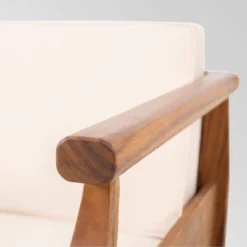 Aston 4pc Acacia Wood Mid-Century Modern Chat Set - Teak/Cream - Christopher Knight Home -Outdoor Living Shop GUEST 338b8759 7b97 4671 a9a8 582fe57c4aa6