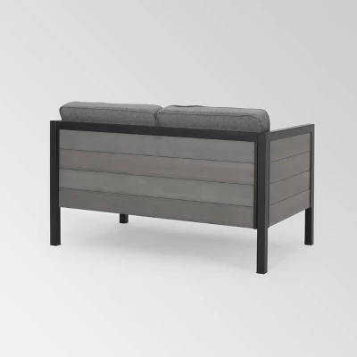 Jax 2pc Faux Wood Loveseat Set - Gray - Christopher Knight Home 6 Jax 2pc Faux Wood Loveseat Set - Gray - Christopher Knight Home - Image 4