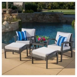 Honolulu 5pc Wicker Patio Seating Set With Cushions - Gray - Christopher Knight Home -Outdoor Living Shop GUEST 38da3117 0bfe 4358 8d6b 6a6fd0a79661