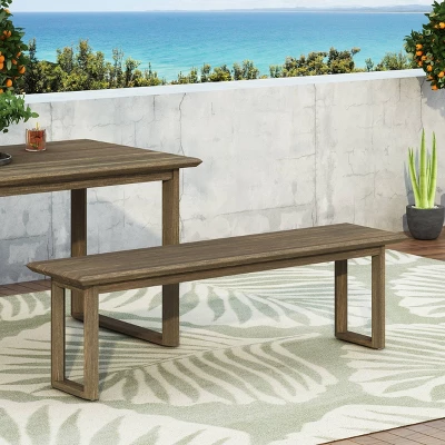 Nibley Outdoor Acacia Wood Dining Bench Gray - Christopher Knight Home 4 Nibley Outdoor Acacia Wood Dining Bench Gray - Christopher Knight Home - Image 2