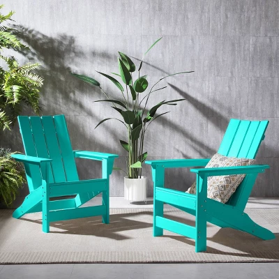 Encino 2pk Resin Contemporary Adirondack Chairs - Teal - Christopher Knight Home 3 Encino 2pk Resin Contemporary Adirondack Chairs - Teal - Christopher Knight Home