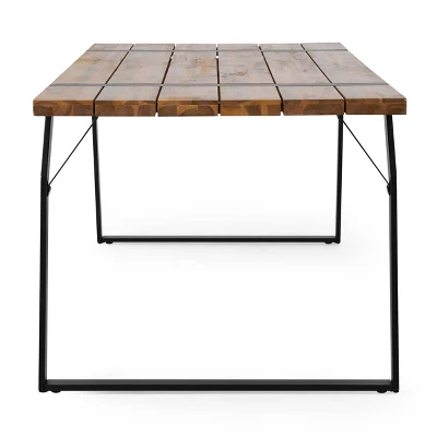 Varva Rectangular Outdoor Acacia Wood Dining Table Teak/Black - Christopher Knight Home 5 Varva Rectangular Outdoor Acacia Wood Dining Table Teak/Black - Christopher Knight Home - Image 3