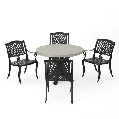Capri 5pc Cast Aluminum Dining Set - Black Sand - Christopher Knight Home 3 Capri 5pc Cast Aluminum Dining Set - Black Sand - Christopher Knight Home