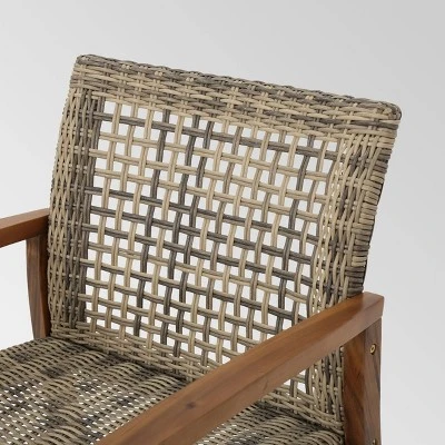 Hampton 4pk Wicker Mid-Century Club Chairs - Natural/Gray - Christopher Knight Home 5 Hampton 4pk Wicker Mid-Century Club Chairs - Natural/Gray - Christopher Knight Home - Image 3