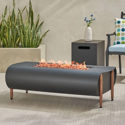 Vernon Outdoor Rectangular Fire Pit With Tank Holder - Dark Gray - Christopher Knight Home 3 Vernon Outdoor Rectangular Fire Pit With Tank Holder - Dark Gray - Christopher Knight Home