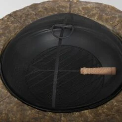 Clarendon 5pc Acacia Wood Club Chairs And Fire Pit Set - Teak/White/Natural Stone - Christopher Knight Home -Outdoor Living Shop GUEST 3c01e18d 7f09 40eb b3bc 36f01c4f5bd0