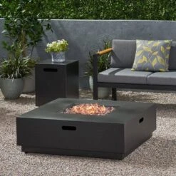Wellington Outdoor Square Fire Pit With Tank Holder - Christopher Knight Home