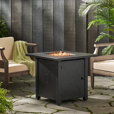 Elwick Outdoor 40000 BTU Iron Square Fire Pit Black - Christopher Knight Home 5 Elwick Outdoor 40000 BTU Iron Square Fire Pit Black - Christopher Knight Home - Image 3