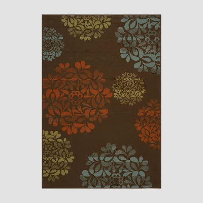 Henley Floral Outdoor Rug Brown/Blue - Christopher Knight Home 8 Henley Floral Outdoor Rug Brown/Blue - Christopher Knight Home - Image 6