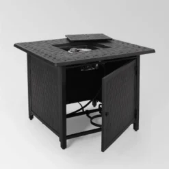 Aspen Outdoor Square Aluminum Fire Pit - Matte Black - Christopher Knight Home -Outdoor Living Shop GUEST 3f001957 6657 4a2f 8d3e 7b0f4571ad0d