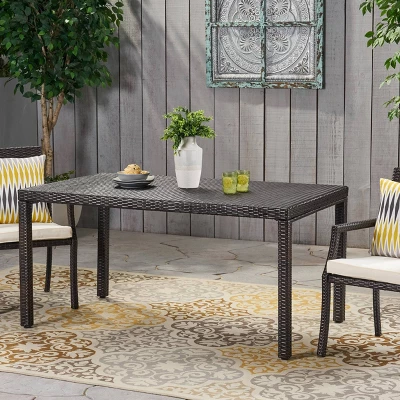 Rhode Island Rectangular Wicker Dining Table - Multibrown - Christopher Knight Home 3 Rhode Island Rectangular Wicker Dining Table - Multibrown - Christopher Knight Home