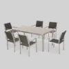 Cape Coral 7pc Aluminum & Wicker Glass Outdoor Patio Dining Set - Silver/Gray - Christopher Knight Home 1 Cape Coral 7pc Aluminum & Wicker Glass Outdoor Patio Dining Set - Silver/Gray - Christopher Knight Home -Outdoor Living Shop GUEST 418f9634 f674 4075 bcda 51e841b6aaf9