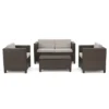 Puerta 4pc Wicker Chat Set - Light Brown/Ceramic Gray - Christopher Knight Home