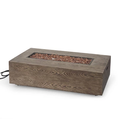 Senoia Outdoor Rectangular Fire Pit With Tank Holder - Brown - Christopher Knight Home 6 Senoia Outdoor Rectangular Fire Pit With Tank Holder - Brown - Christopher Knight Home - Image 4