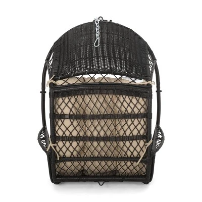 Greystone Indoor/Outdoor Wicker Hanging Chair With 8' Chain - Brown/Tan - Christopher Knight Home 7 Greystone Indoor/Outdoor Wicker Hanging Chair With 8' Chain - Brown/Tan - Christopher Knight Home - Image 5