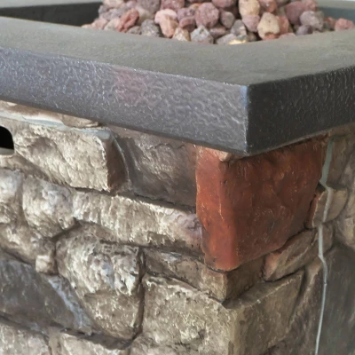 Carson Outdoor Stone Square Fire Pit - Gray - Christopher Knight Home 11 Carson Outdoor Stone Square Fire Pit - Gray - Christopher Knight Home - Image 9