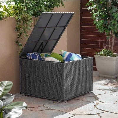 Santa Rosa Wicker Patio Storage Ottoman - Gray - Christopher Knight Home 3 Santa Rosa Wicker Patio Storage Ottoman - Gray - Christopher Knight Home