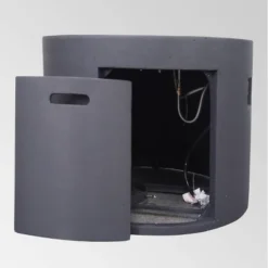 Aidan Outdoor Round Lightweight Concrete Gas Burning Fire Pit - Dark Gray - Christopher Knight Home -Outdoor Living Shop GUEST 48ee20ca 042b 42fe 8e4a 344a1e9c2fb9