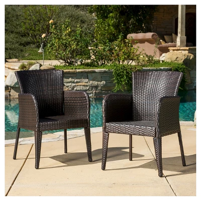 Anaya Set Of 2 Wicker Patio Dining Chair - Brown - Christopher Knight Home 3 Anaya Set Of 2 Wicker Patio Dining Chair - Brown - Christopher Knight Home