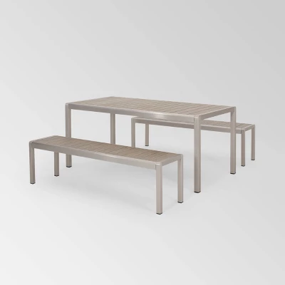 Cape Coral 3pc Aluminum Picnic Dining Set - Silver - Christopher Knight Home 3 Cape Coral 3pc Aluminum Picnic Dining Set - Silver - Christopher Knight Home