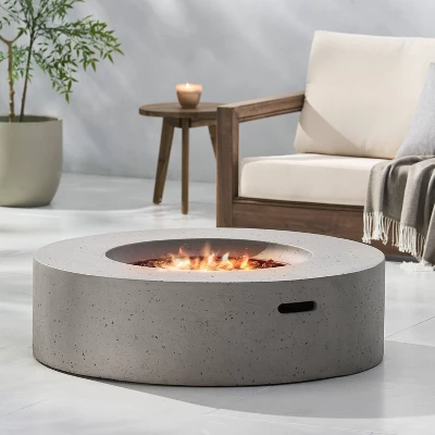 Aidan Outdoor 50000 BTU Light Weight Concrete Circular Fire Pit Light Gray - Christopher Knight Home 5 Aidan Outdoor 50000 BTU Light Weight Concrete Circular Fire Pit Light Gray - Christopher Knight Home - Image 3
