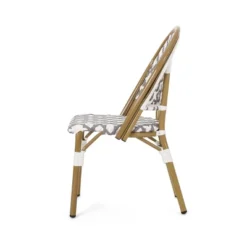 Louna 2pk Outdoor French Bistro Chairs With Bamboo Finish - Gray/White - Christopher Knight Home -Outdoor Living Shop GUEST 4d8c32e2 f16d 4cae 9cd5 f32eafd555fb