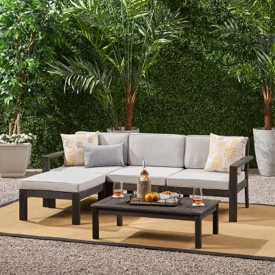 5pc Santa Ana Acacia Wood Patio Sofa Sectional Set - Christopher Knight Home 10 5pc Santa Ana Acacia Wood Patio Sofa Sectional Set - Christopher Knight Home - Image 8