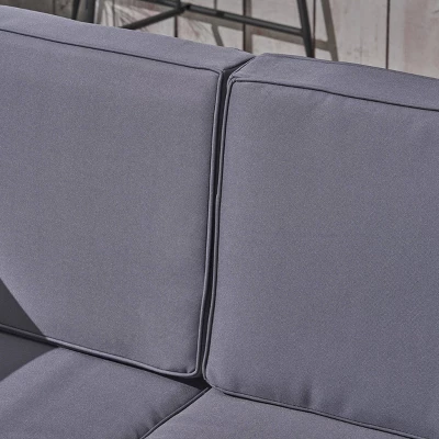 Malawi 10pc Acacia UShaped Sectional Sofa Set With Fire Pit Gray/Dark Gray - Christopher Knight Home 4 Malawi 10pc Acacia UShaped Sectional Sofa Set With Fire Pit Gray/Dark Gray - Christopher Knight Home - Image 2