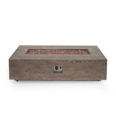 Senoia Outdoor Rectangular Fire Pit With Tank Holder - Brown - Christopher Knight Home 4 Senoia Outdoor Rectangular Fire Pit With Tank Holder - Brown - Christopher Knight Home - Image 2