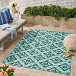 Jada Geometric Outdoor Rug Blue/Green - Christopher Knight Home -Outdoor Living Shop GUEST 51bfd01c 3502 467b a3d6 ef27d4c8c9f3