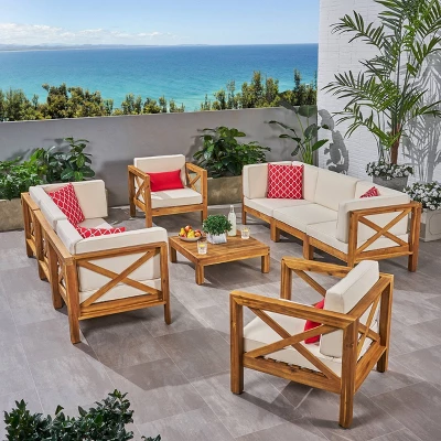 Brava 9pc Acaia Wood Patio Conversation Set - Christopher Knight Home 9 Brava 9pc Acaia Wood Patio Conversation Set - Christopher Knight Home - Image 7