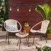 Java 3pc Faux Rattan Modern Chat Set - White - Christopher Knight Home