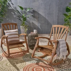 Sunview 2pk Acacia Wood Recliner Rocking Chairs - Teak - Christopher Knight Home -Outdoor Living Shop GUEST 544e1442 a437 41b5 9c32 cc8eefd044c9