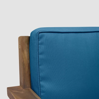 Santa Ana 2pk Acacia Wood Club Chairs Teak/Dark Teal - Christopher Knight Home 4 Santa Ana 2pk Acacia Wood Club Chairs Teak/Dark Teal - Christopher Knight Home - Image 2