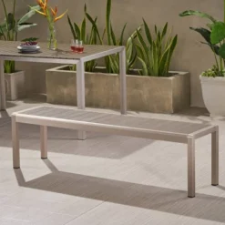 Cape Coral Aluminum Modern Dining Bench - Christopher Knight Home -Outdoor Living Shop GUEST 557598f1 c8b9 44d1 92c6 8f80ef2522a5