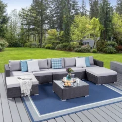 Santa Rosa 8pc Wicker Sectional Seating Set - Gray/Silver - Christopher Knight Home -Outdoor Living Shop GUEST 5595cd50 f918 4db3 8cfd 470ddf534c44