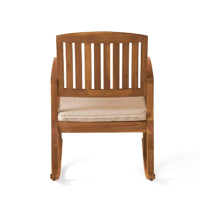 Selma 2pk Acacia Wood Rocking Chair - Teak/White - Christopher Knight Home 5 Selma 2pk Acacia Wood Rocking Chair - Teak/White - Christopher Knight Home - Image 3