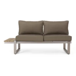 Sterling 4pc Outdoor Aluminum V Shaped 5 Seater Sofa With Cushions - Khaki/Natural - Christopher Knight Home -Outdoor Living Shop GUEST 593c7e16 9c2d 4f47 b383 97334369e91f