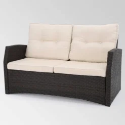 Sanger 5pc Wicker Chat Set - Dark Brown - Christopher Knight Home -Outdoor Living Shop GUEST 59802543 6b3f 49b5 928f 1b09763a7ff1