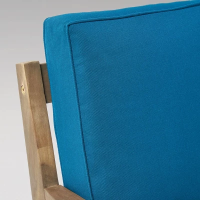 Grenada 4pk Wooden Patio Club Chairs With Cushions - Gray/Teal - Christopher Knight Home 4 Grenada 4pk Wooden Patio Club Chairs With Cushions - Gray/Teal - Christopher Knight Home - Image 2