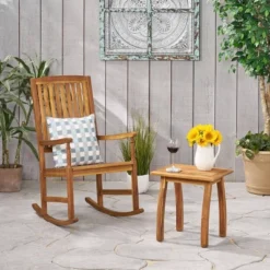 Arcadia 2pc Acacia Wood Rocking Chair And Side Table Set Teak - Christopher Knight Home -Outdoor Living Shop GUEST 5ae8c7f0 2b1b 473b b088 5713b84d0bcc