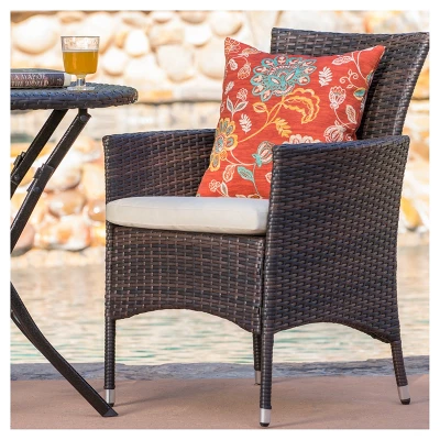 Malaga 3pc All-Weather Wicker Patio Bistro Set - Brown - Christopher Knight Home 5 Malaga 3pc All-Weather Wicker Patio Bistro Set - Brown - Christopher Knight Home - Image 3