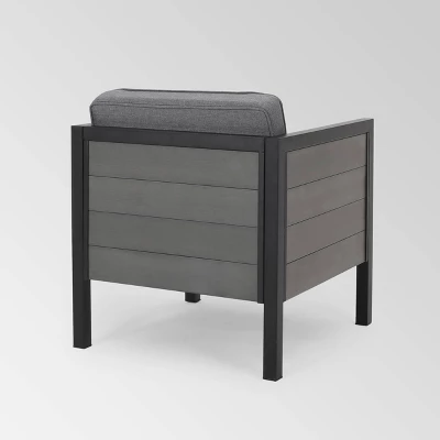 Jax Set Of 2 Faux Wood Club Chairs - Gray/Black - Christopher Knight Home 4 Jax Set Of 2 Faux Wood Club Chairs - Gray/Black - Christopher Knight Home - Image 2